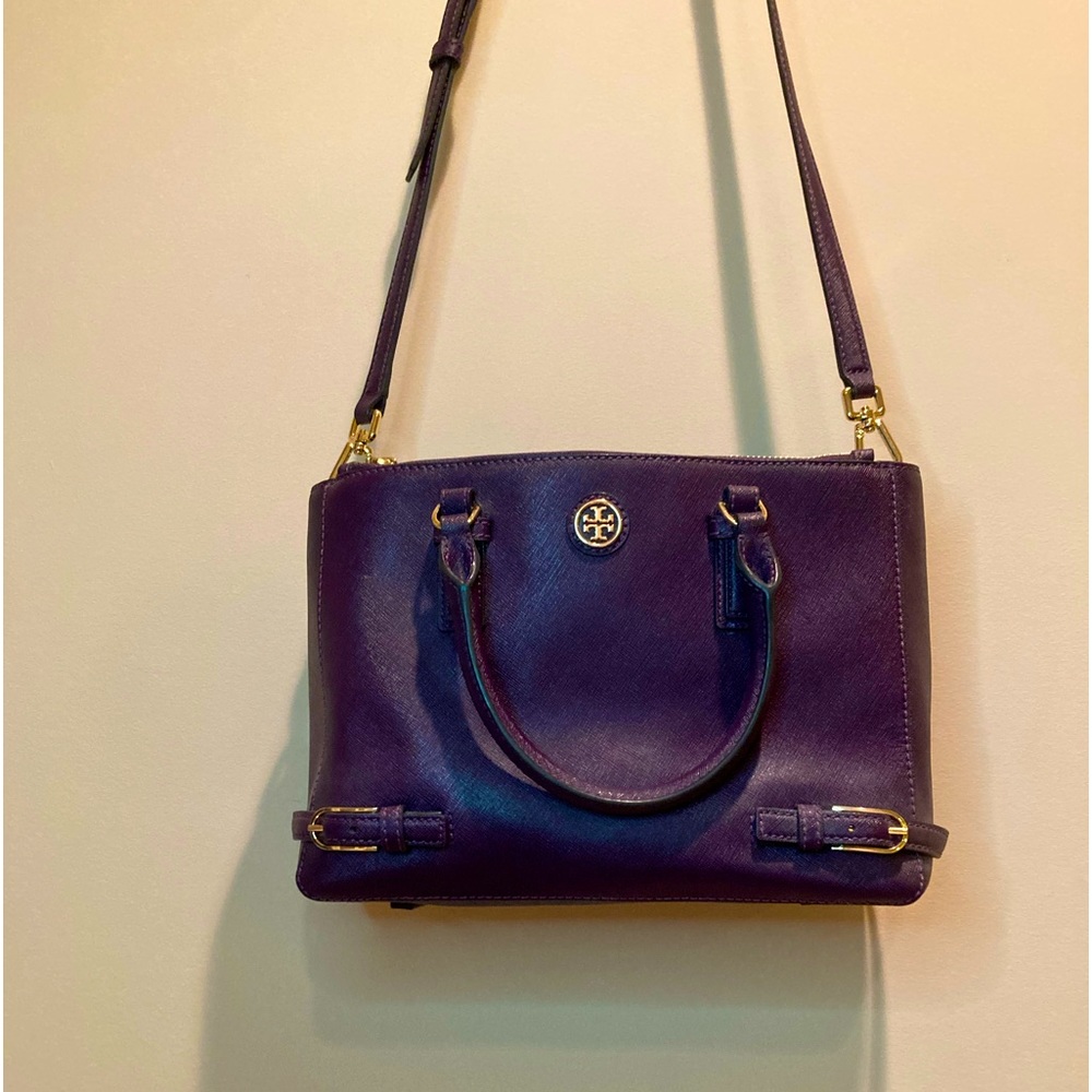 *SOLD* Tory Burch Plum Textured Leather Crossbody Bag